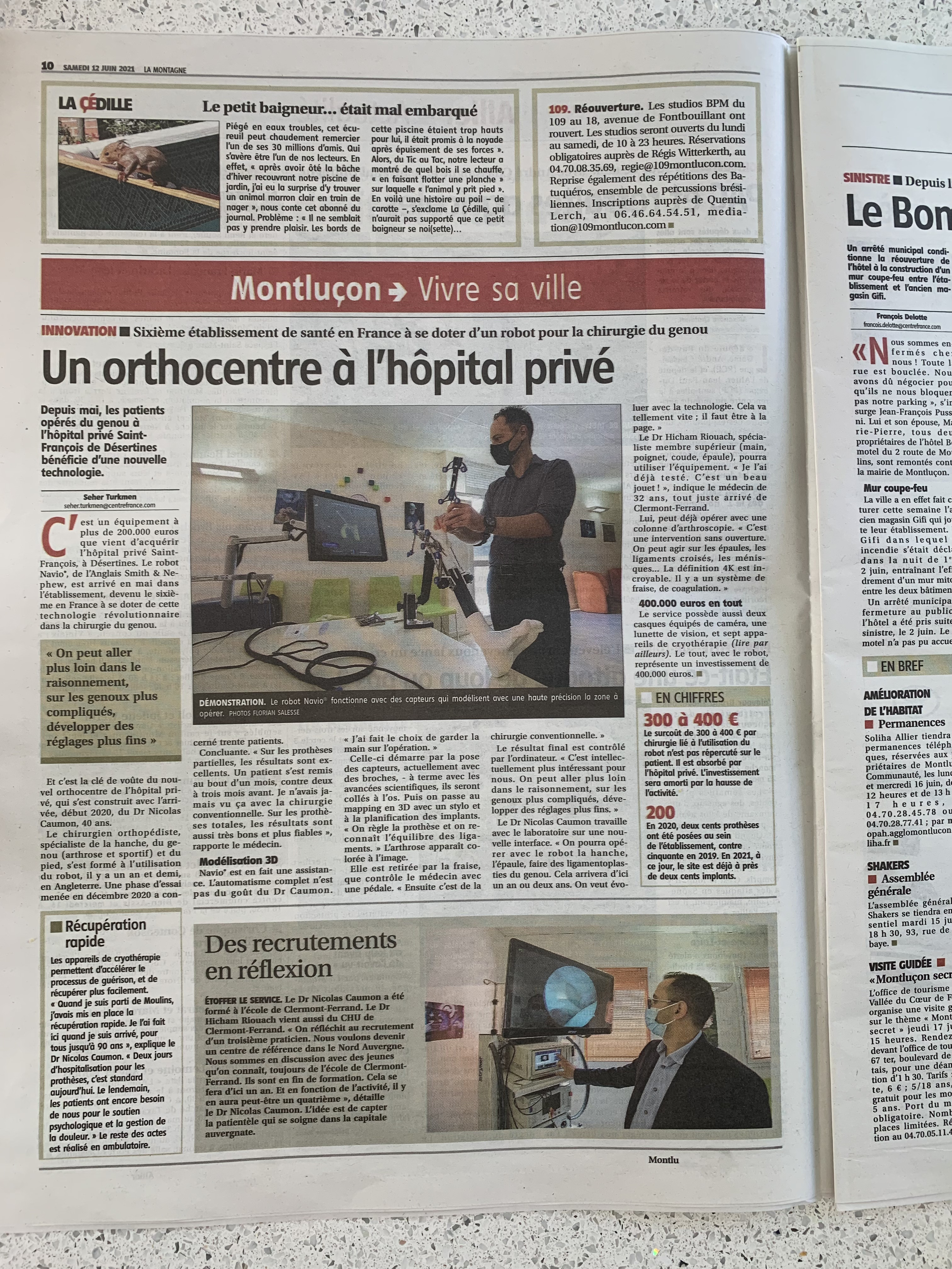 Dr Nicolas Caumon avec le robot NAVIO — Hôpital Privé Saint François Montluçon